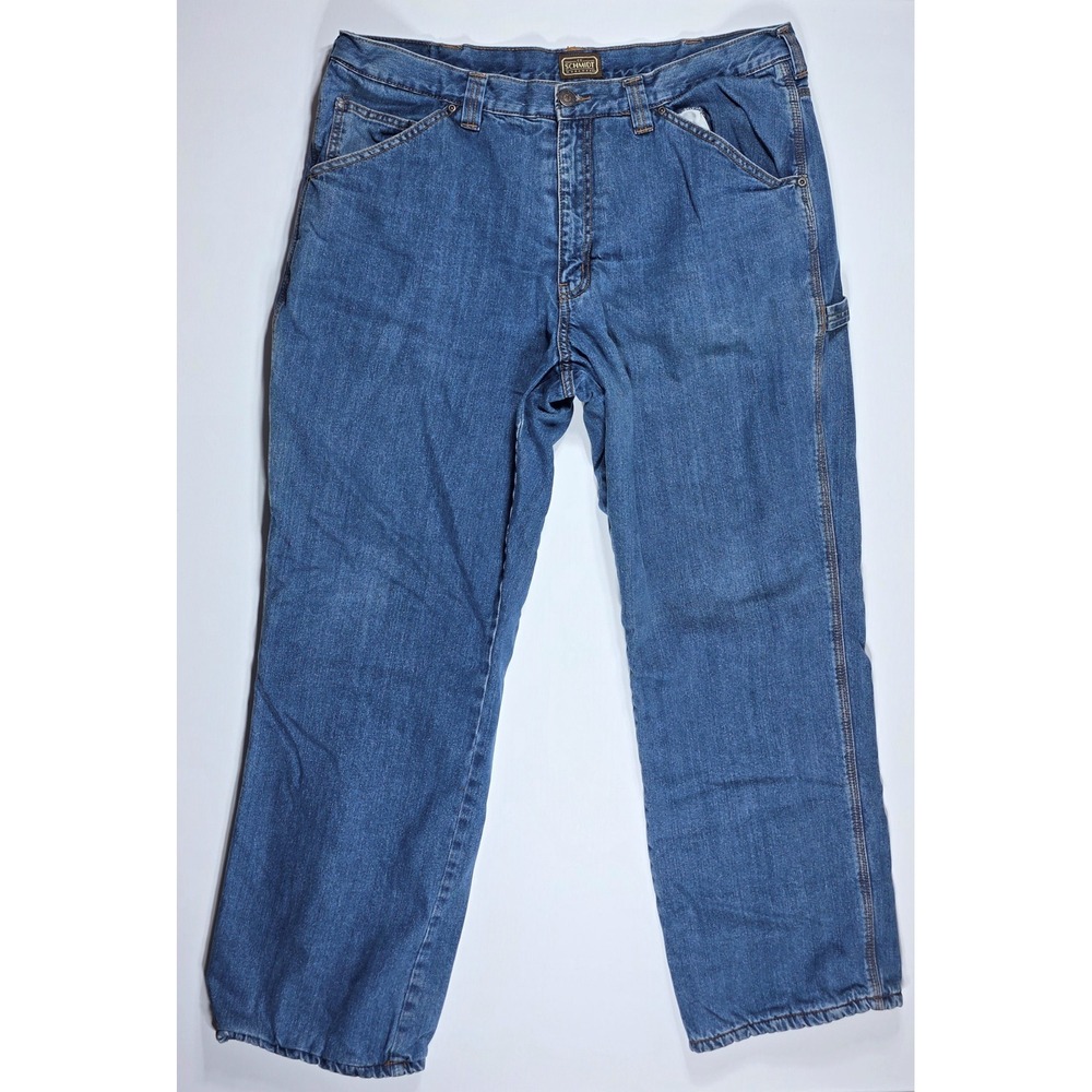 CE Schmidt Workwear Fleece Lined Carpenter Jeans Mens 40x32 Blue Denim Utility